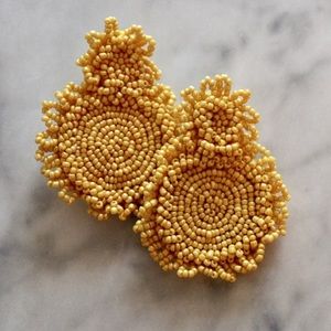 Mustard Yellow Beaded Earrings